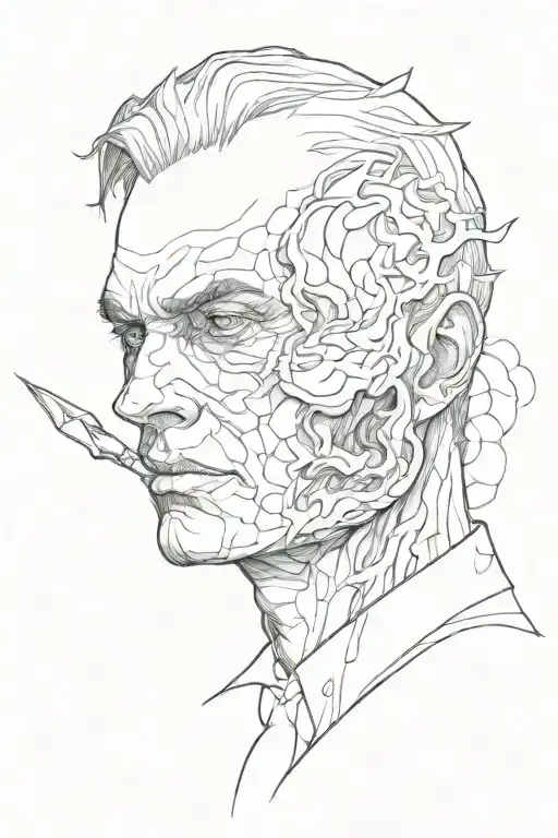battling my own struggles two face morphing tattoo design idea