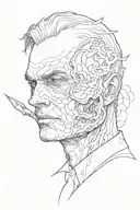 battling my own struggles two face morphing tattoo design idea