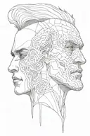 battling my own struggles two face morphing tattoo design idea