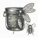 A firefly illuminating a jar with its light tattoo design idea