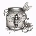 A firefly illuminating a jar with its light tattoo design idea