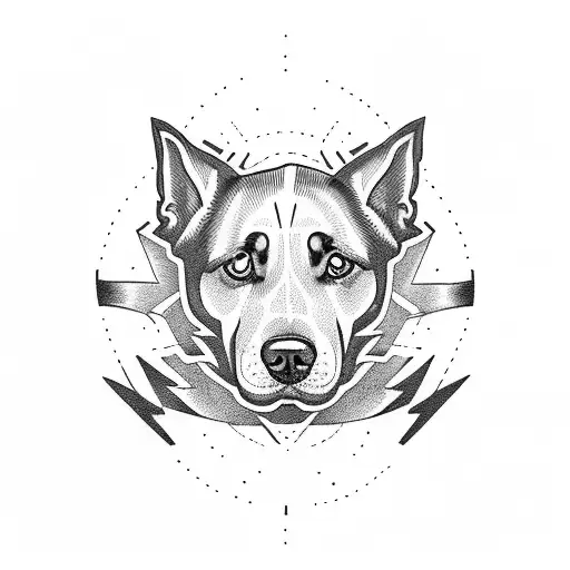 Blackwork "Dog Bite" Tattoo Idea BlackInk AI