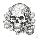 a skull with octopus tentacles instead of the jaws tattoo design idea