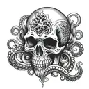 a skull with octopus tentacles instead of the jaws tattoo design idea