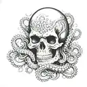 a skull with octopus tentacles instead of the jaws tattoo design idea
