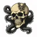 skull without the lower jaw, with octopus tentacles coming from below the upper jaw  tattoo design idea