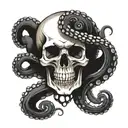 skull without the lower jaw, with octopus tentacles coming from below the upper jaw  tattoo design idea