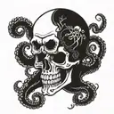 skull without the lower jaw, with octopus tentacles coming from below the upper jaw  tattoo design idea
