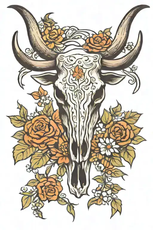longhorn Texas longhorn skull tattoo design idea