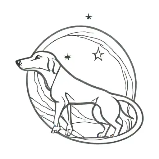 moon dog outline contrast shading tattoo design idea