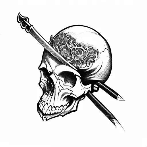 skull sword tattoo design idea