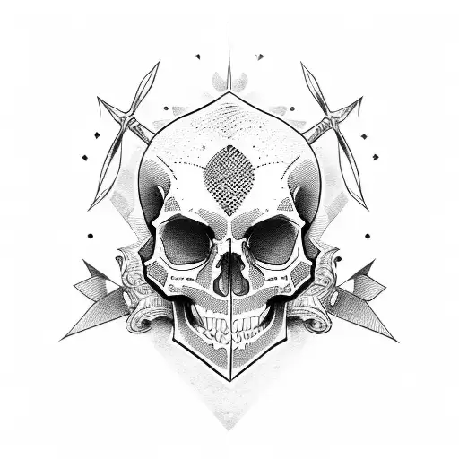 skull and dagger tattoo design idea