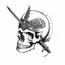 skull sword tattoo design idea