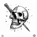 skull sword tattoo design idea