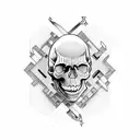 skull and dagger tattoo design idea
