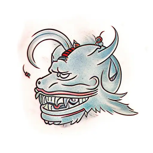 traditional Japanese with oni mask tattoo design idea