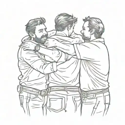 A man hugs another man while the other man stabs him in the back tattoo design idea