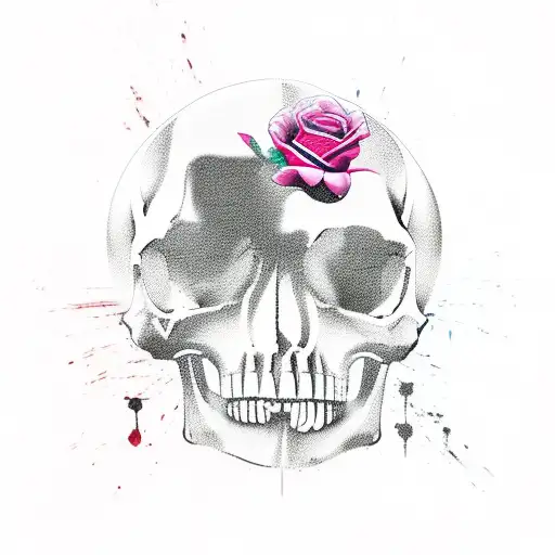 Uzi rose skull tattoo design idea