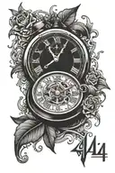 444 in alarm clock font on side of chest  tattoo design idea