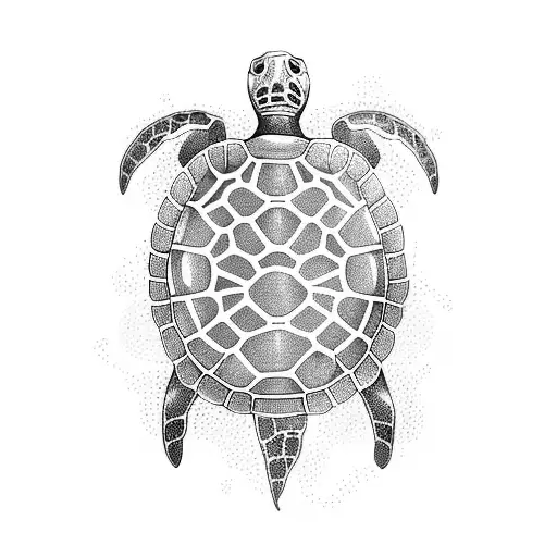 A sea turtle with a stethoscope swimming in a sea of DNA strands tattoo design idea
