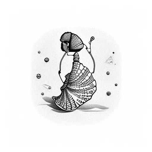 A silhouette of a medical oncologist holding a sea shell tattoo design idea