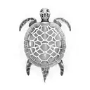 A sea turtle with a stethoscope swimming in a sea of DNA strands tattoo design idea