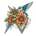 arrowhead and hummingbird  tattoo design idea