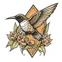 arrowhead and hummingbird  tattoo design idea