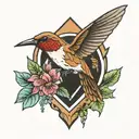 arrowhead and hummingbird  tattoo design idea