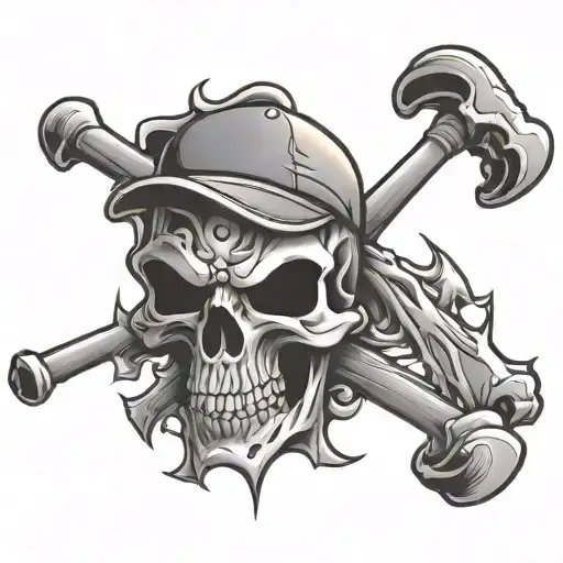 baseball crossbone with bats tattoo design idea