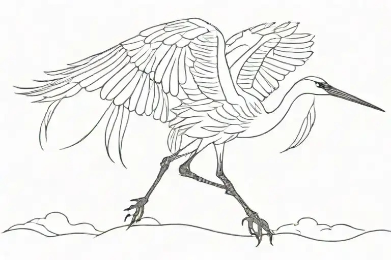 crane flying tattoo design idea