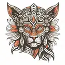 face of aztec warrior with jaguar mask  tattoo design idea
