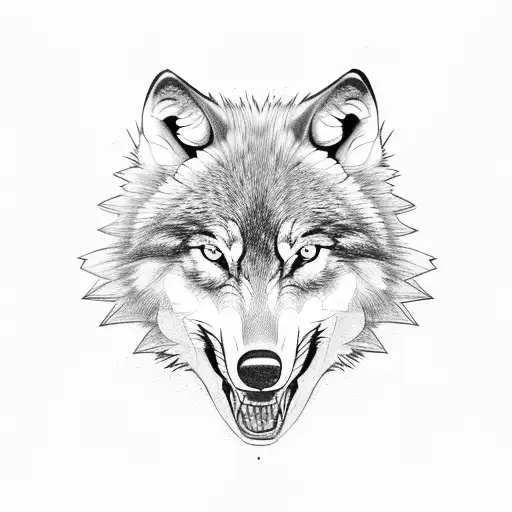 Wolf head turned to the side with mouth open tattoo design idea