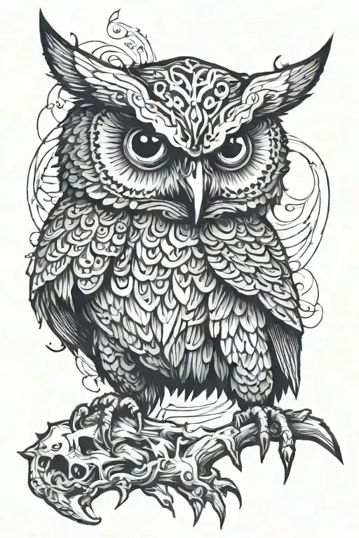 a tatoo of a owl bear hybrid monster attacking tattoo design idea