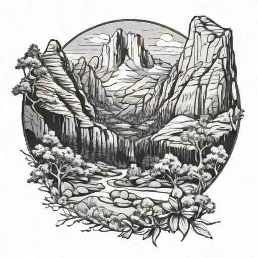 girly Zion national park tattoo design idea