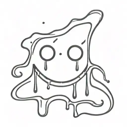 melting smiley face with X's for eyes tattoo design idea