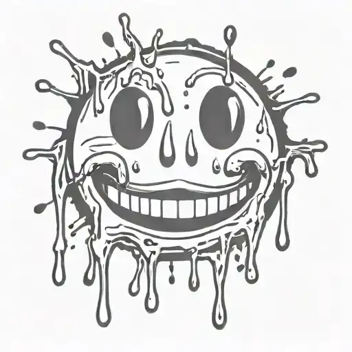 melting smiley face with red x's for eyes tattoo design idea