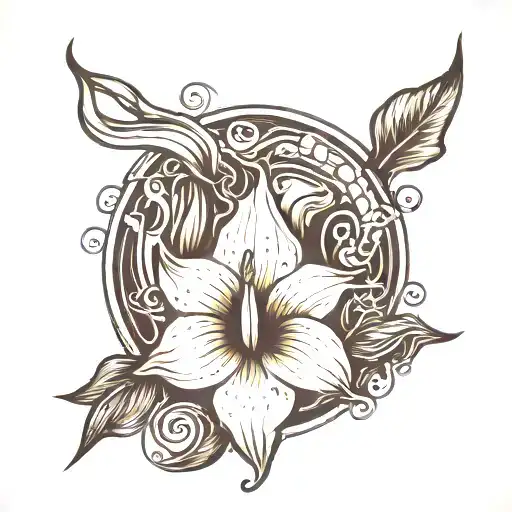 Capricorn symbol with calla lily tattoo design idea