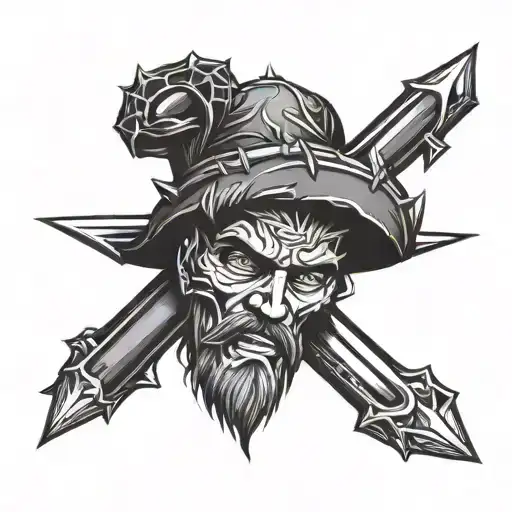 mens shoulder cross with crown of thorns tattoo design idea