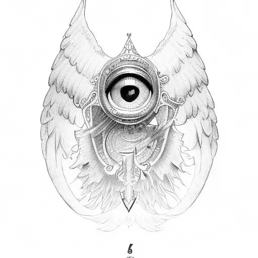 eye of seraph six winged tattoo design idea