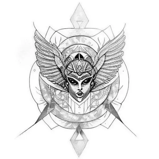 six winged eyes seraph inside merkaba  tattoo design idea