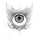 six winged seraph eye tattoo design idea