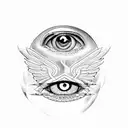 six winged seraph eye tattoo design idea