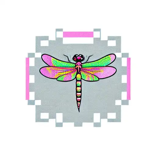 Dragonfly checkered flags and pink and teal cancer ribbons on  tattoo design idea