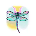Dragonfly checkered flags and pink and teal cancer ribbons on  tattoo design idea