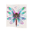 Dragonfly checkered flags and pink and teal cancer ribbons on  tattoo design idea