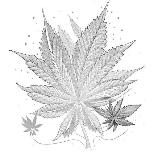 A longboarder carving through a forest of cannabis plants tattoo design idea