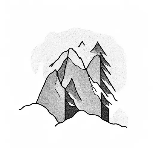 A silhouette of a person climbing a mountain at sunset tattoo design idea