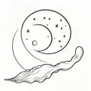 une étoile polaire, une étoile filante, une lune  un soleil relié par  infini tattoo design idea