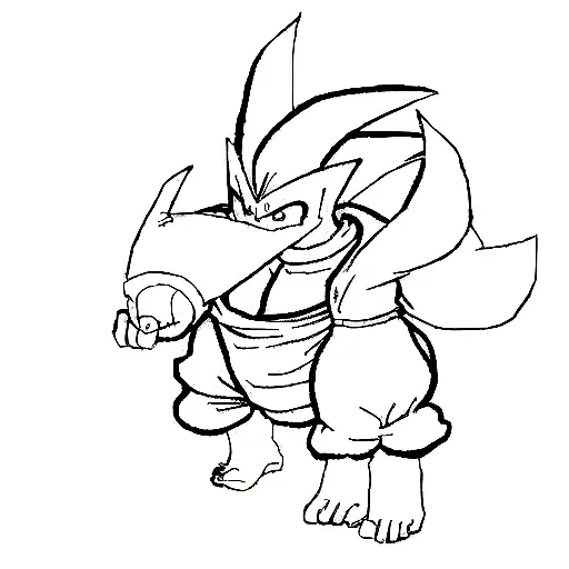 Character from one piece, dragon ball and pokemon  tattoo design idea